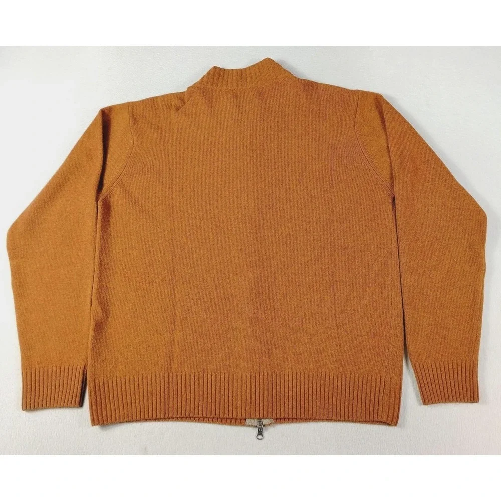 IVY OXFORD Sweater Jacket Mens Large Orange Full‎ Zip Old Money Wool Blend